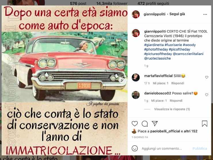 Il Post Instagram di Gianni Ippoliti