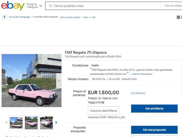 La Fiat Regata ammiraglia di Francesco Moser (Ebay)