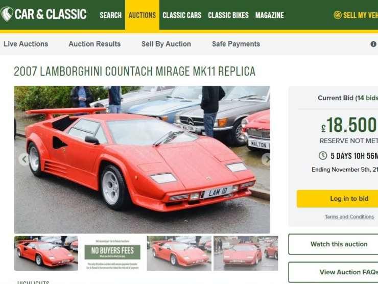 Lamborghini Countach Mirage Replica (Car and Classic) annuncio
