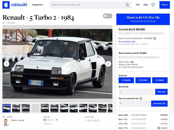 Renault 5 Turbo 2: l'annuncio su Catawiki