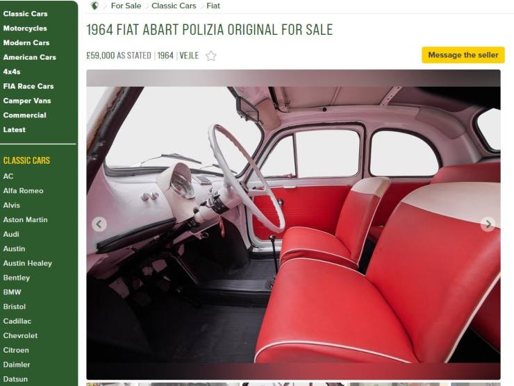 Annuncio Fiat 500 Abarth Polizia (carandclassic.co.uk)