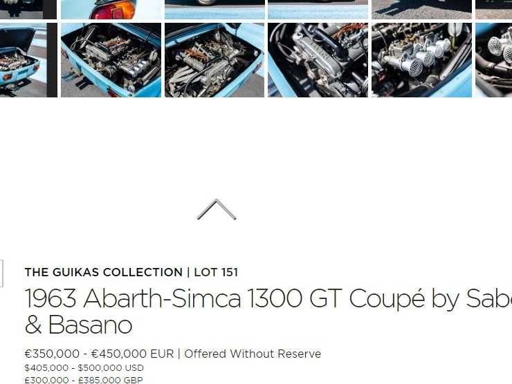 Abarth Simca Coupè (RM Sotheby's) annuncio