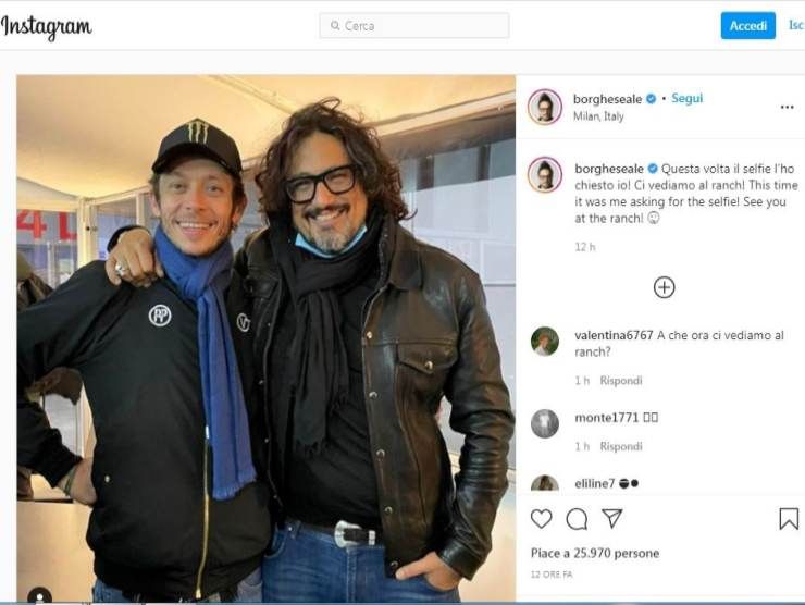 Alessandro Borghese e Valentino Rossi (Instagram)