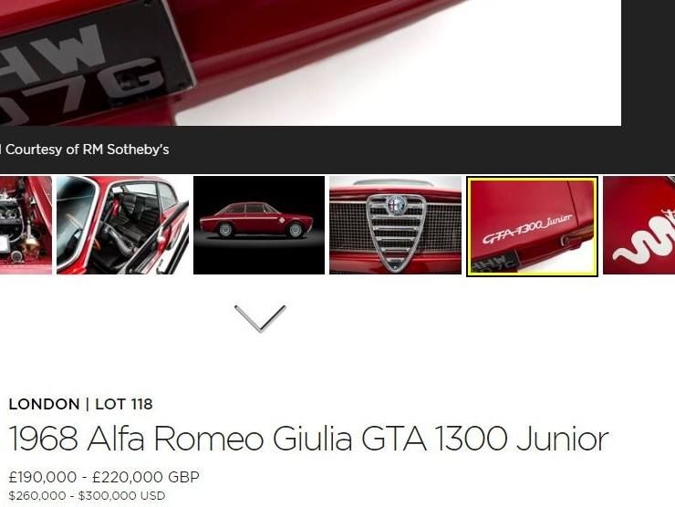 Alfa Romeo Giulia GTA 1300 Junior (RM Sotheby's) annuncio