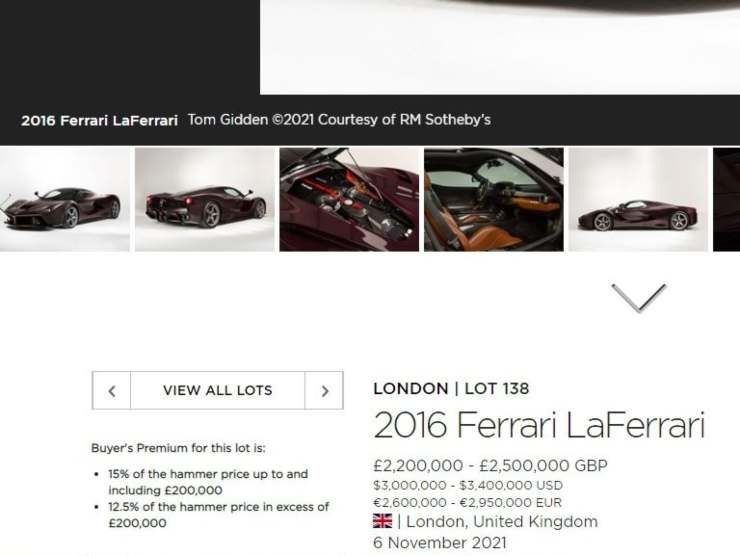 Ferrari LaFerrari (RM Sotheby's) annuncio