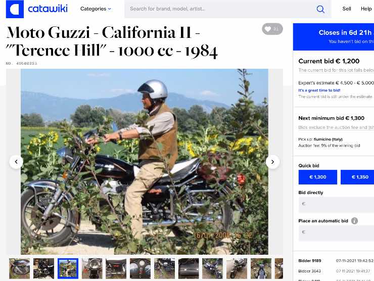 L'annuncio sulla Moto Guzzi California II in vendita (Catawiki)