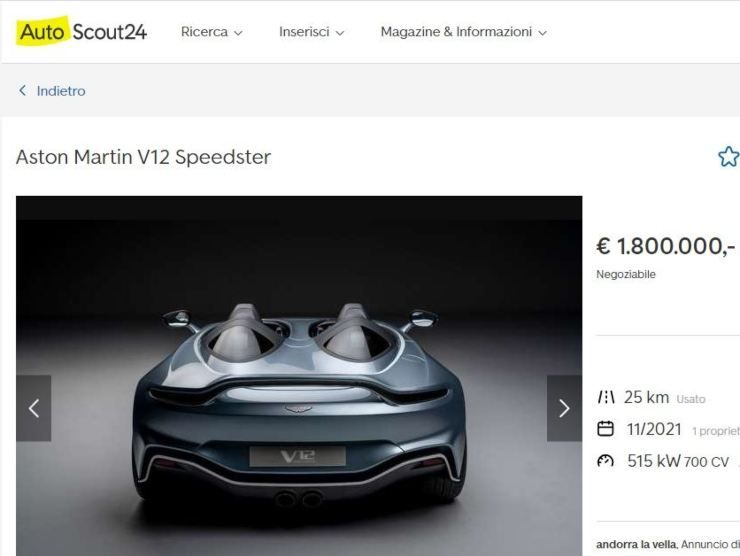 Aston Martin V12 Speedster (AutoScout 24) annuncio
