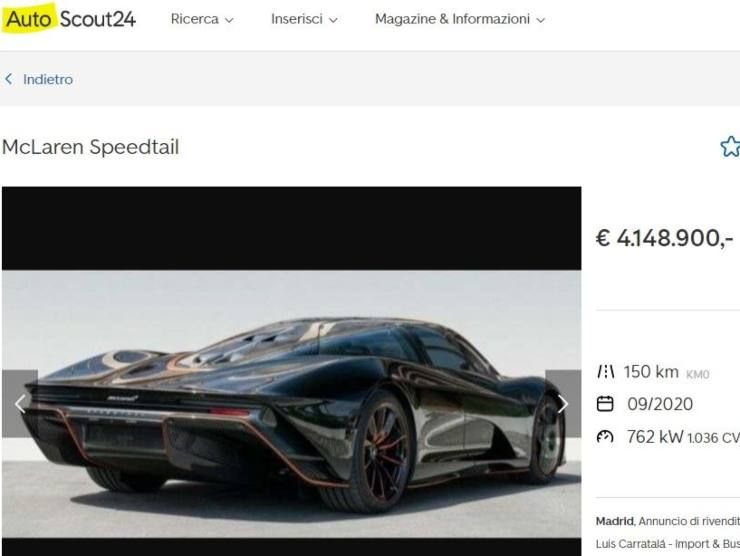 McLaren Speedtail (AutoScout 24) annuncio