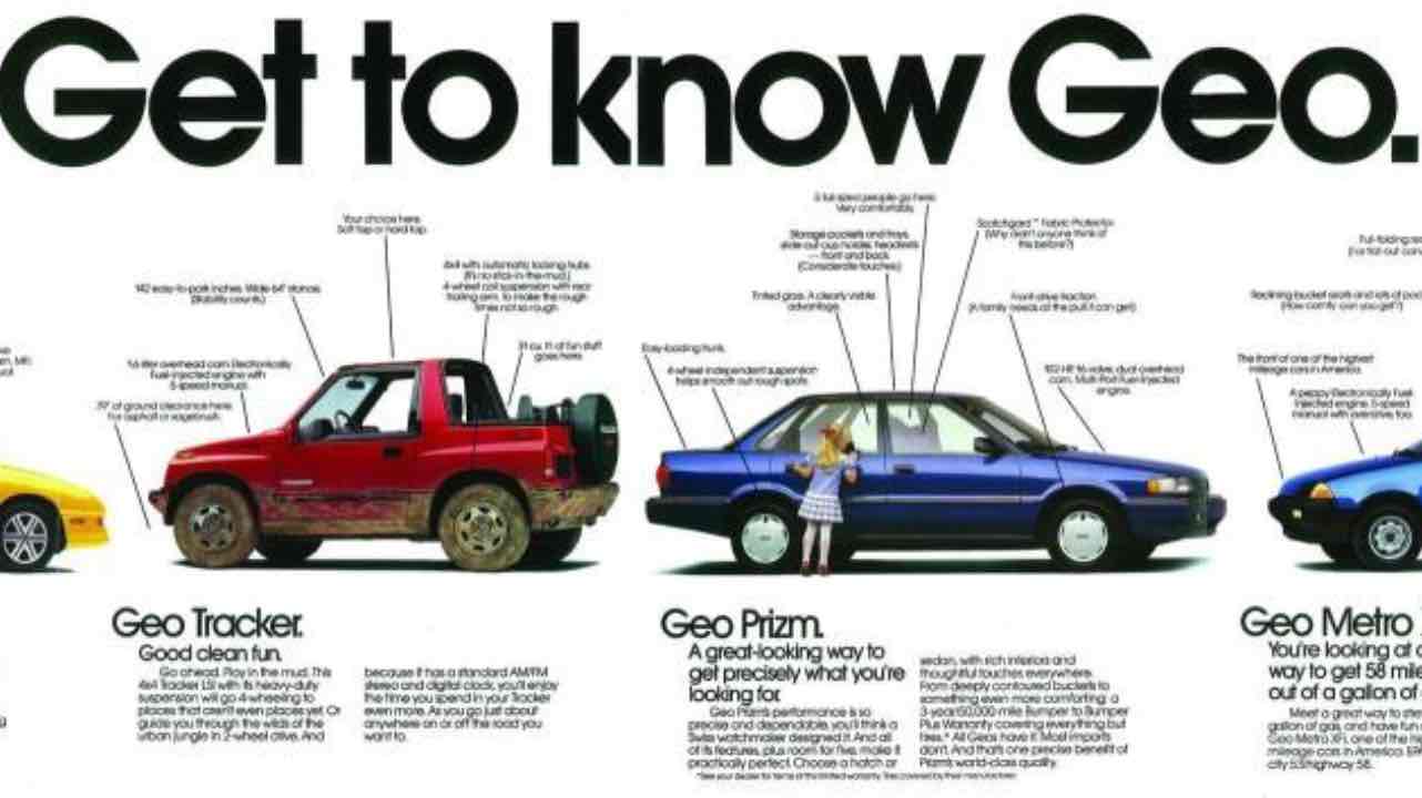 La "pecora nera" della General Motors Geo, un marchio durato come la