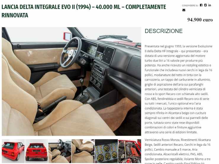 Lancia Delta Integrale Evo II (Tom's Car Connections): l'annuncio