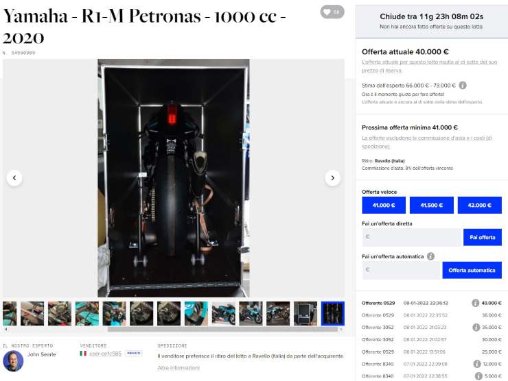 Yamaha - R1-M Petronas (Catawiki): l'annuncio
