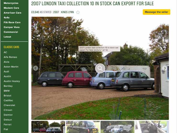 Collezione di taxi inglesi (Car and classic): l'annuncio
