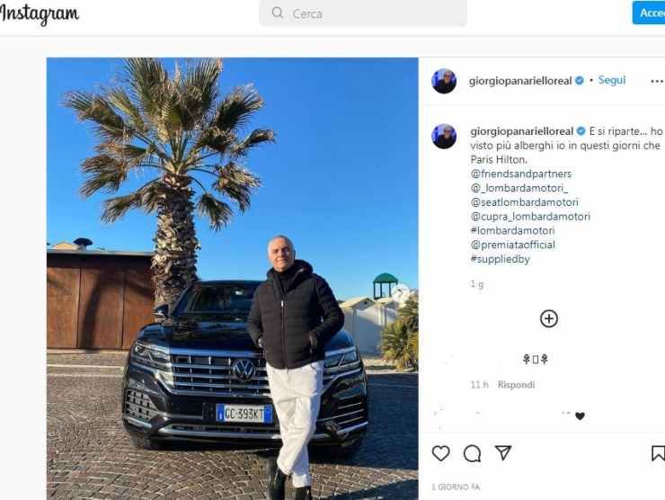 Giorgio Panariello con la Volkswagen Touareg (Instagram)