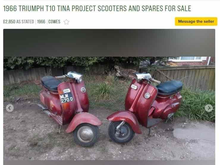 Triumph Tina, Vespa inglese in vendita (Car & classic)