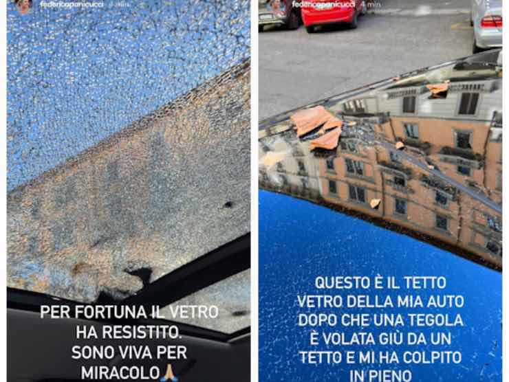Auto Federica Panicucci distrutta (web source)
