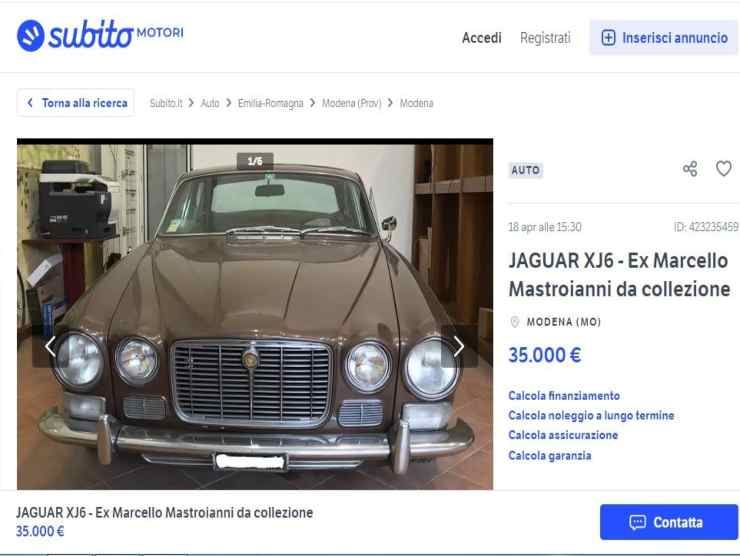 La Jaguar che fu di Marcello Mastroianni (Subito) 2.5.2022 quattromania.it