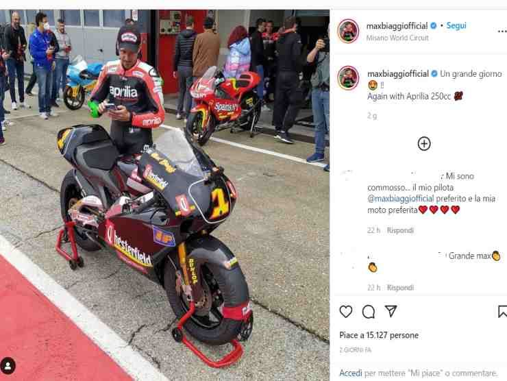 Max Biaggi con la Aprilia (Instagram) 9.5.2022 quattromania